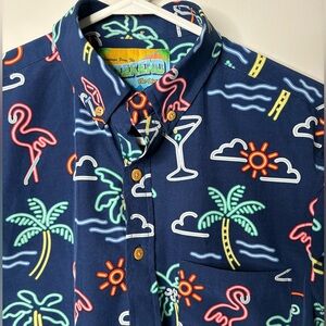 Chubbies The Nutter Blue Neon Short Sleeve Shirt Small